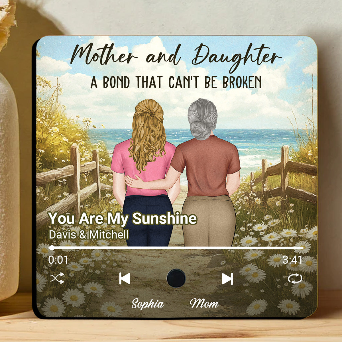 Mother And Daughter - Personalized Custom Music Fridge Magnet