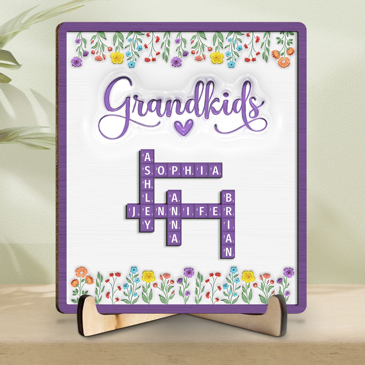 Love My Grandkids Crossword - Personalized Custom Wooden Plaque