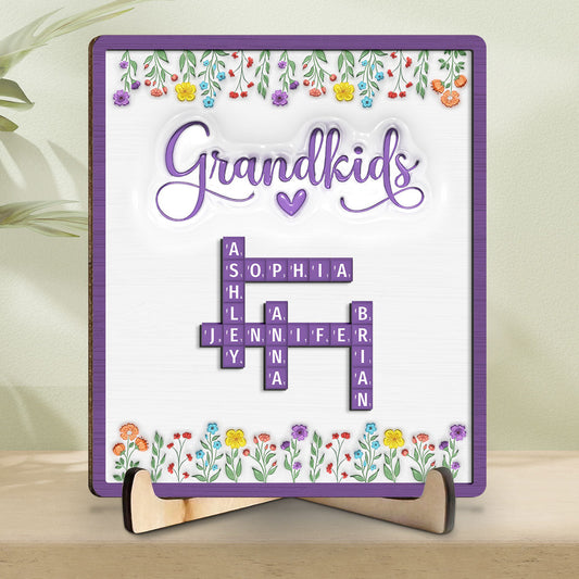 Love My Grandkids Crossword - Personalized Custom Wooden Plaque