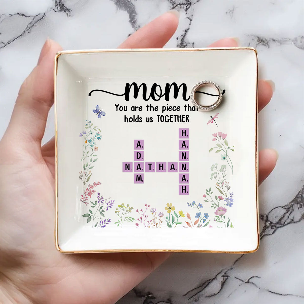 Mom Holds Us Together - Personalized Custom Jewelry Dish