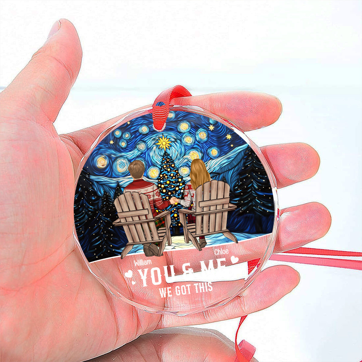 You And Me - Personalized Custom Glass Ornament
