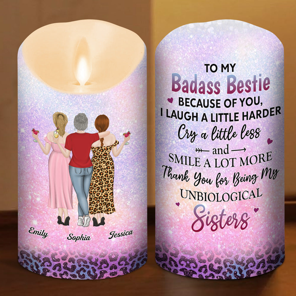 To My Badass Unbiological Sister - Personalized Custom LED Candle