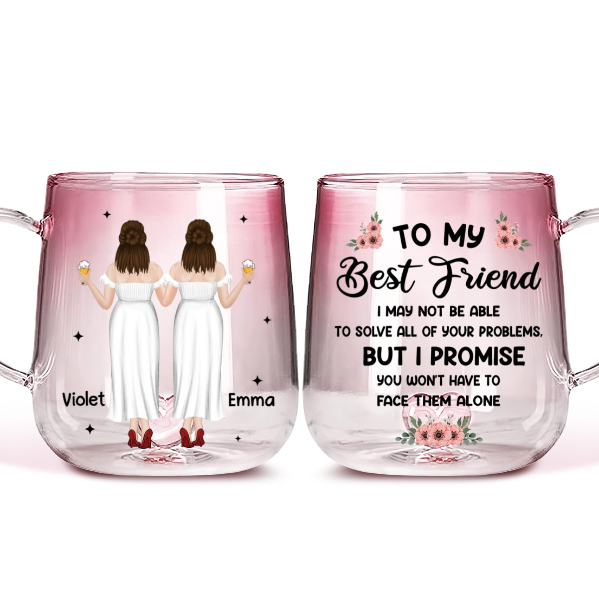 No Storm Alone - Personalized Custom Pink Gradient Glass Mug