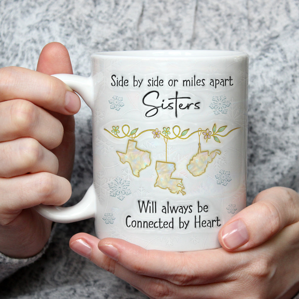 Sisters Always Connected By Heart - Personalized Custom 3D Inflated Effect Mug
