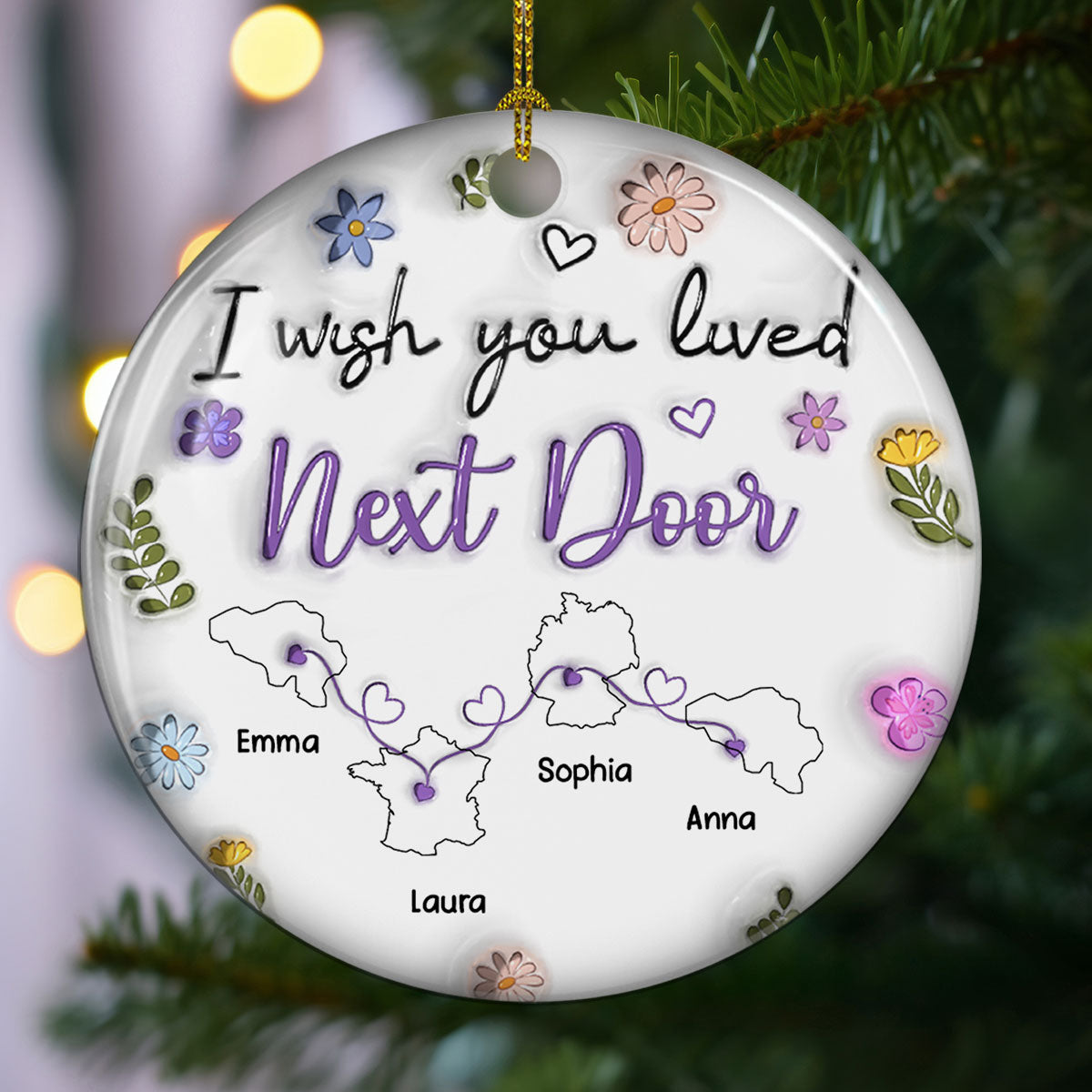 I Wish We Lived Closer More Friends Country Version - Personalized Custom 3D Inflated Effect Ceramic Ornament