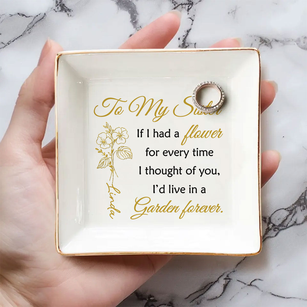 My Love Grows Like Flowers - Personalized Custom Jewelry Dish