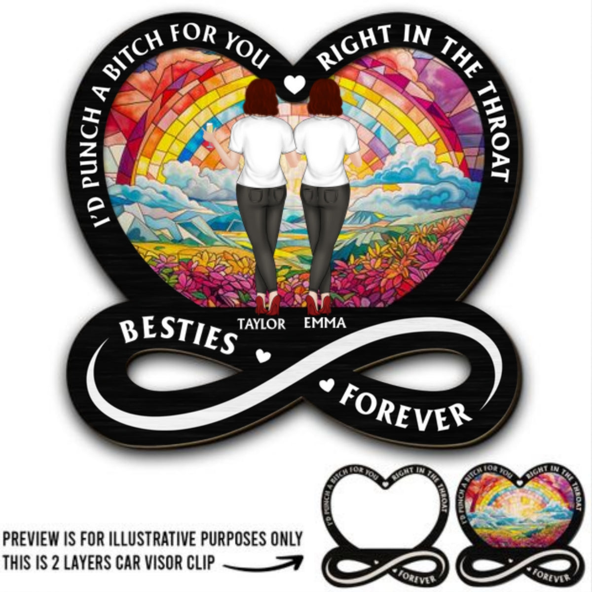 Heartfelt Friendship Forever - Personalized Custom Car Visor Clip