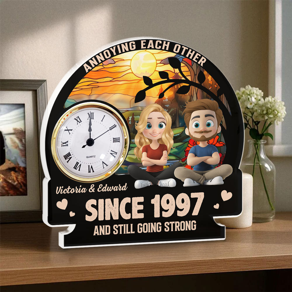 Annoying Each Other - Personalized Custom Acrylic Desk Clock Plaque