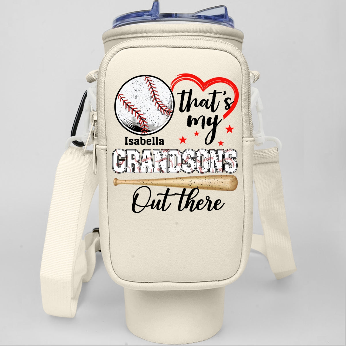 Look At My Grandson Out There - Personalized Custom Water Bottle Carrier Bag