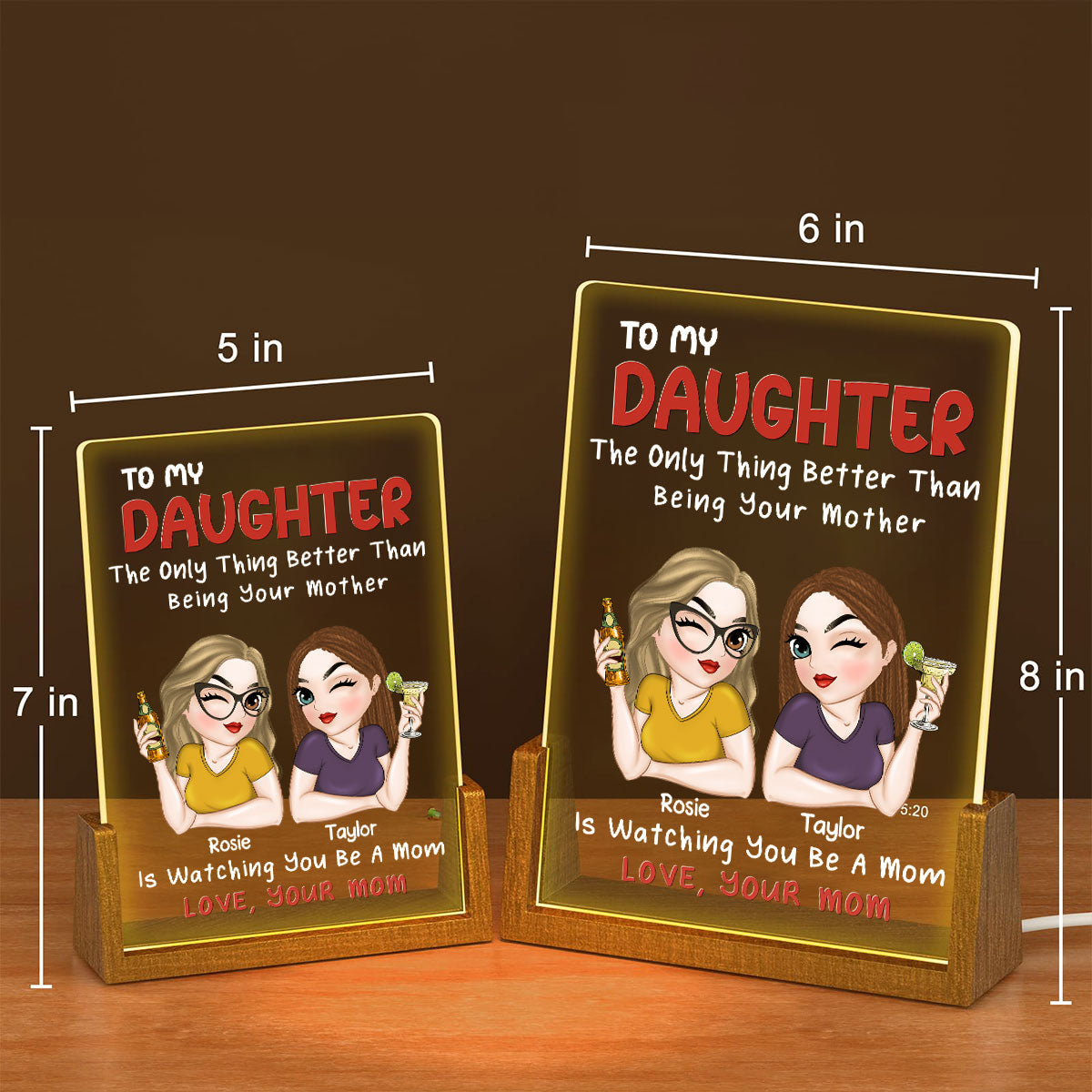 Lovely Daughter - Personalized Custom Plaque With Walnut Base