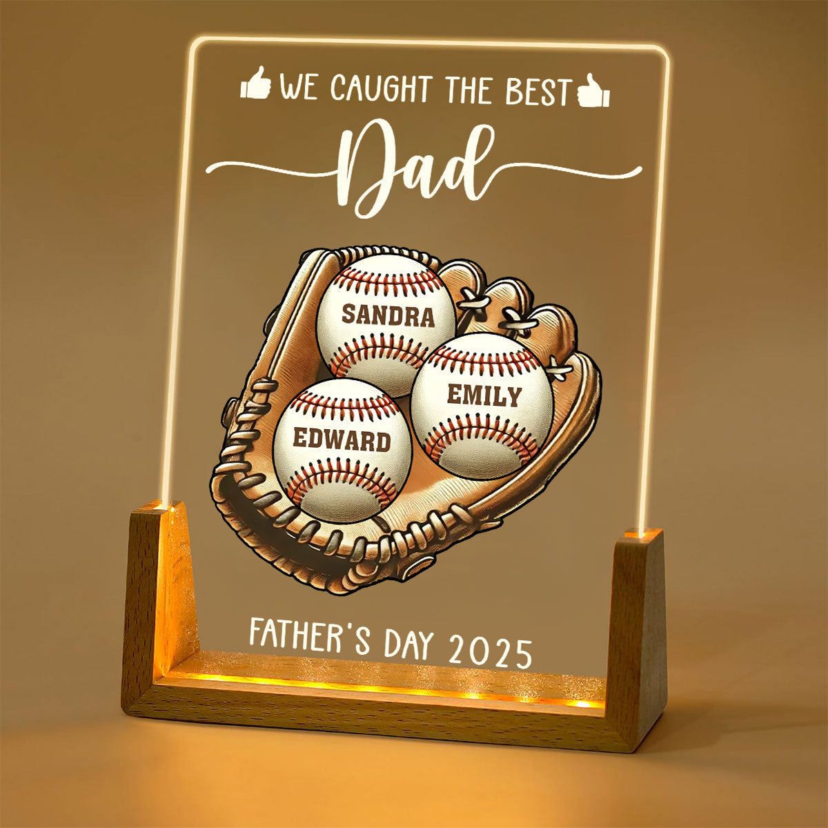 I Caught The Best Dad - Personalized Custom Plaque With Walnut Base