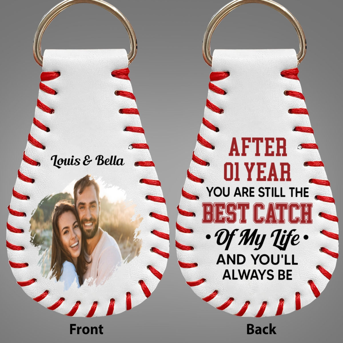 Best Catch - Personalized Custom Leather Baseball Keychain