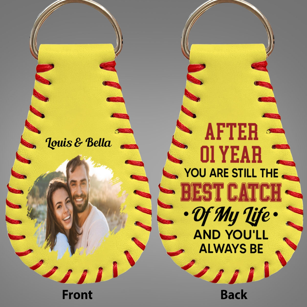 Best Catch - Personalized Custom Leather Baseball Keychain