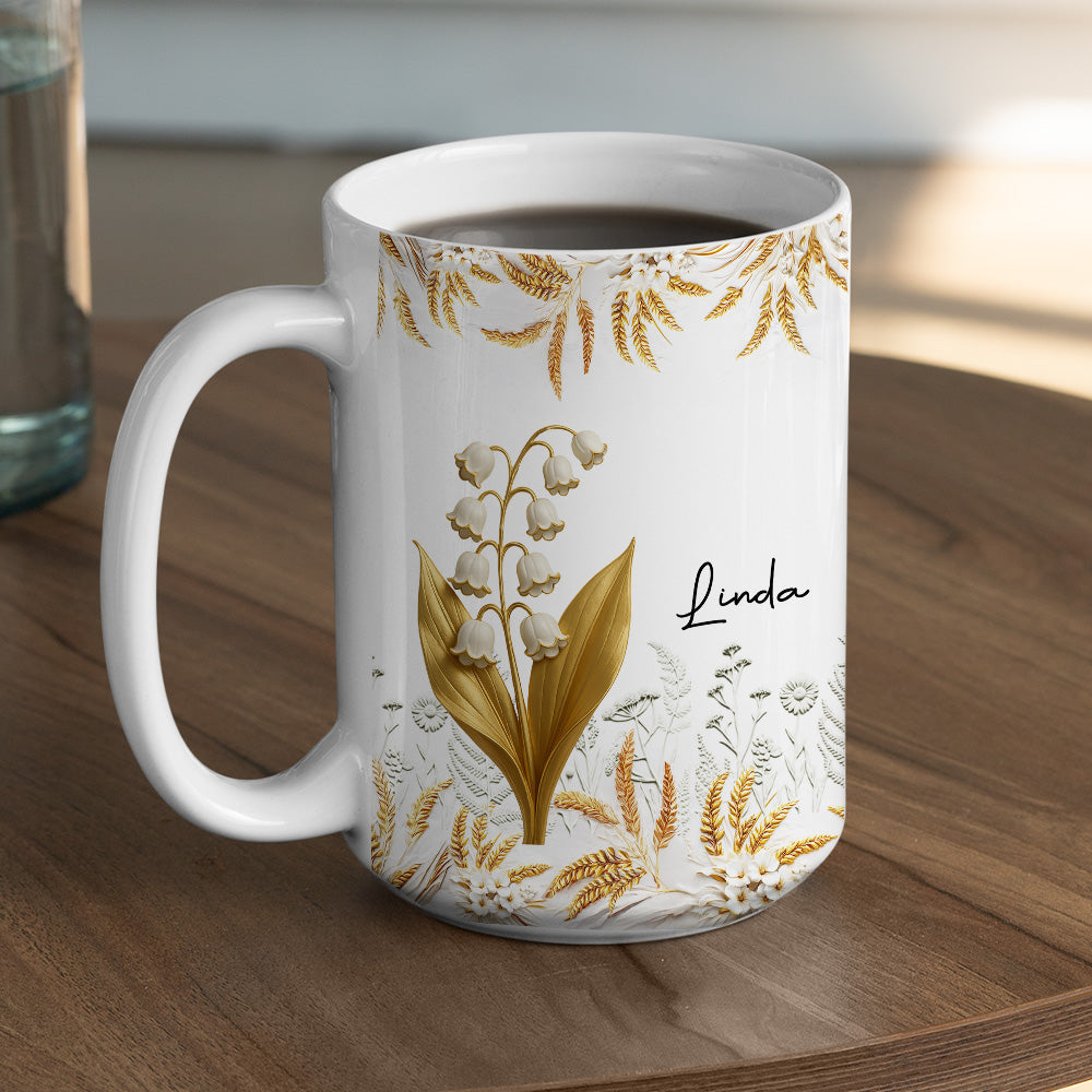 Wheat And White Flowers - Personalized Custom Coffee Mug
