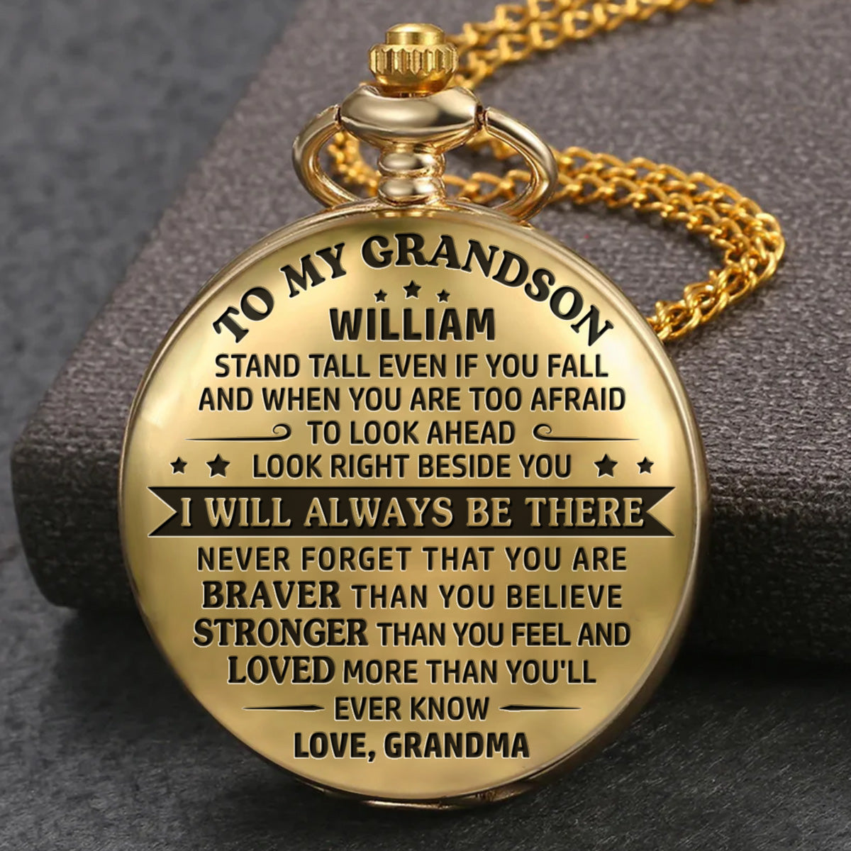 To My Grandson - I Will Always Be There - Personalized Custom Pocket Watch