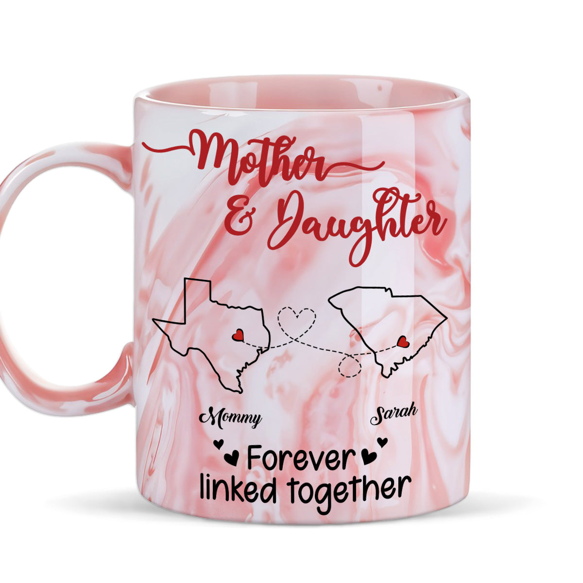 Forever Linked Together - Personalized Custom Pink Marble Mug