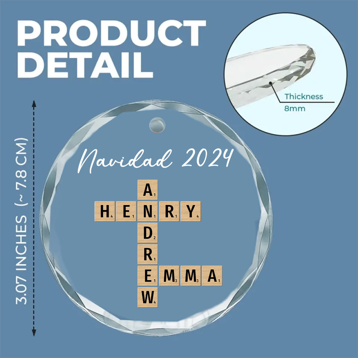 Feliz Navidad - Personalized Custom Glass Ornament