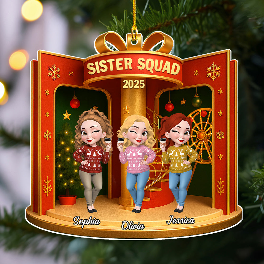 Besties In The Dollhouse - Personalized Custom Acrylic Ornament