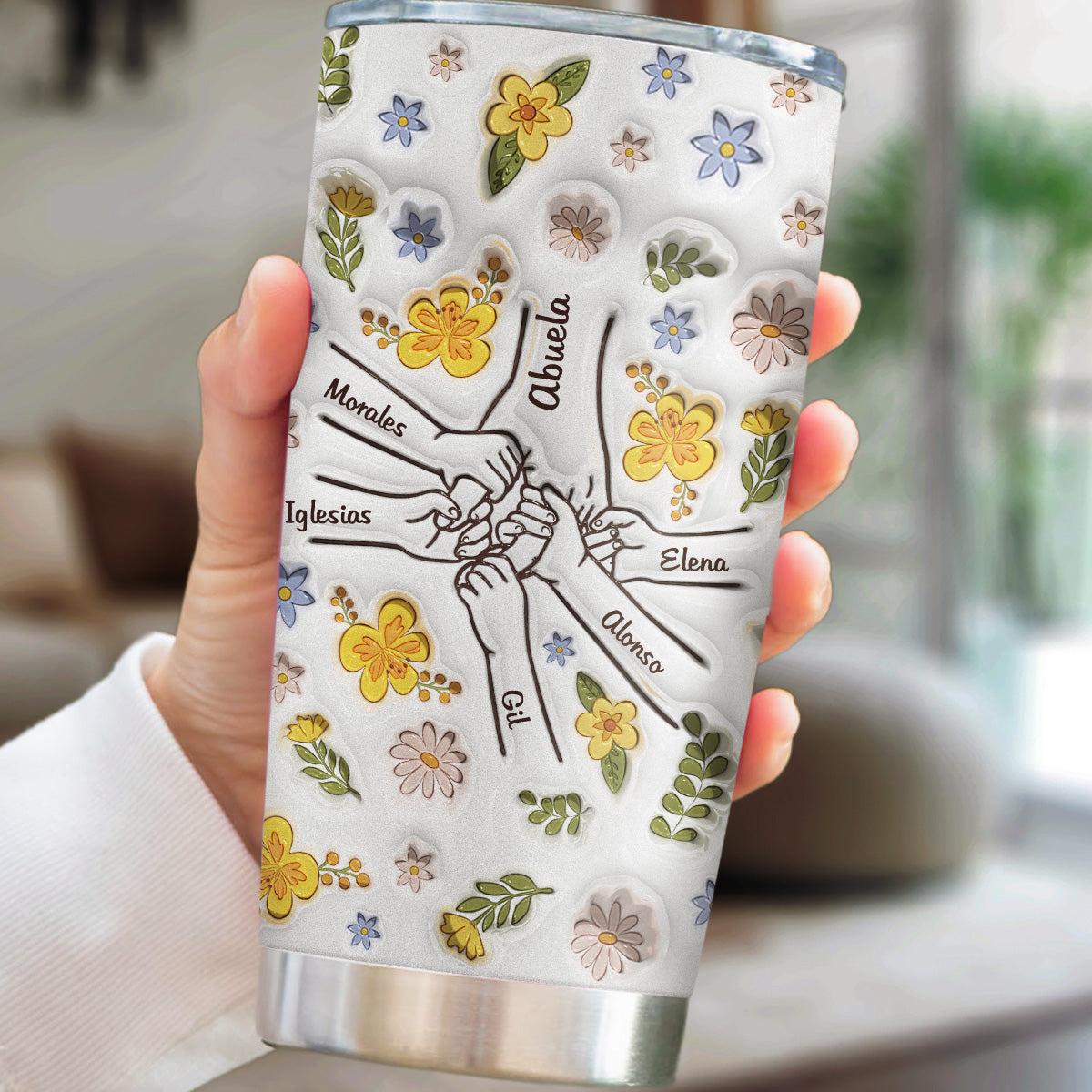 Mom Hold Our Hands, Also Our Hearts - Personalized Custom 3D Inflated Effect Tumbler