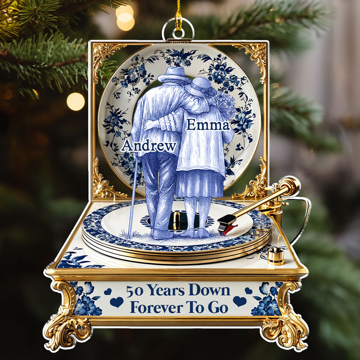 Love In Blue Toile - Personalized Custom Acrylic Ornament