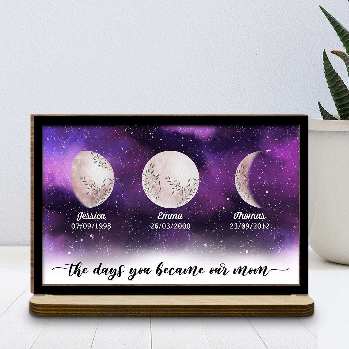 The Days You Became Mom - Personalized Custom 2-Layer Wood Plaque With Flat Base