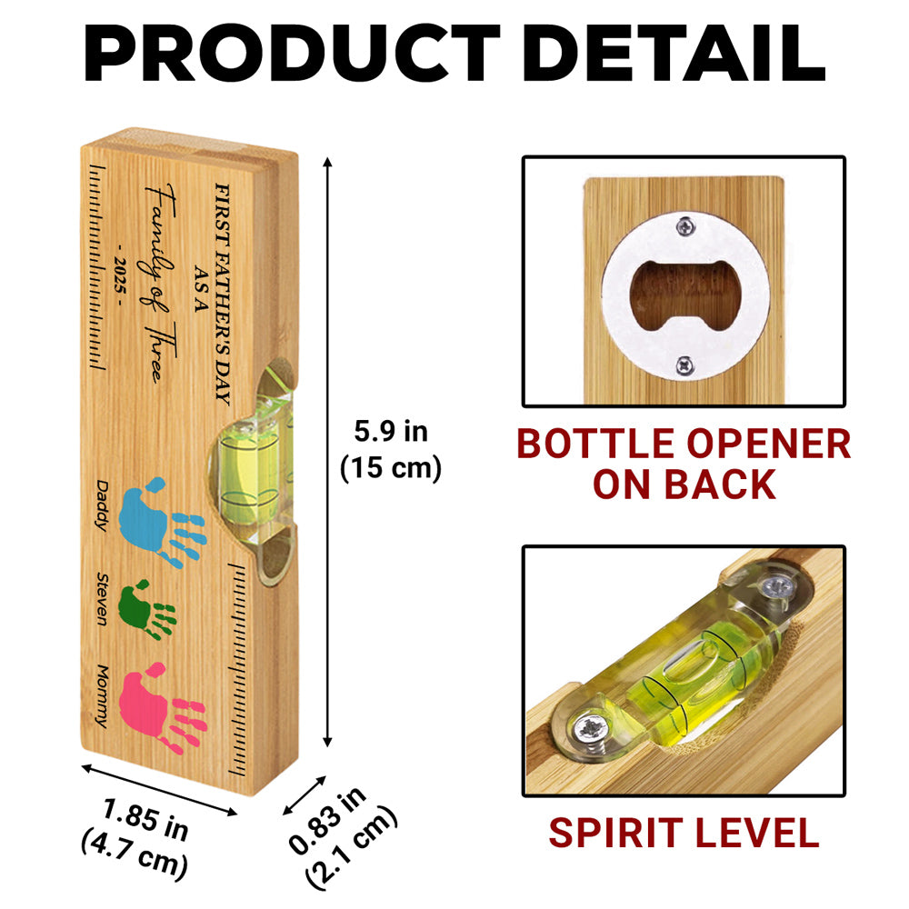 First Fathers Day - Personalized Custom Wooden Spirit Level Bottle Opener