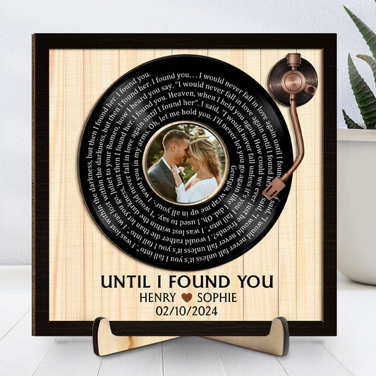Custom Spiral Song Lyrics And Couple Photo - Personalized Custom Wooden Plaque
