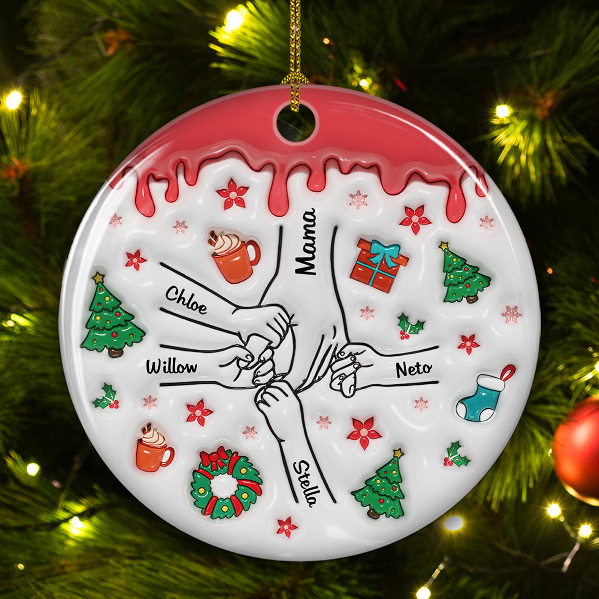 Our Hearts Are Your - Personalized Custom 3D Inflated Effect Ceramic Ornament