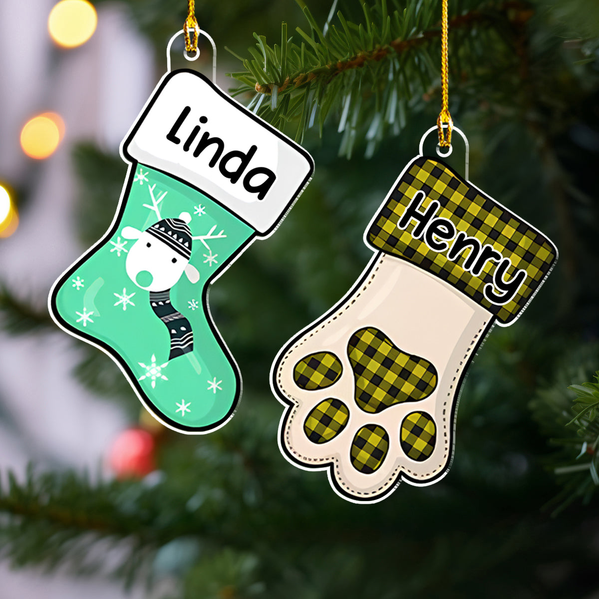 Family Member Stocking - Personalized Custom Acrylic Ornament