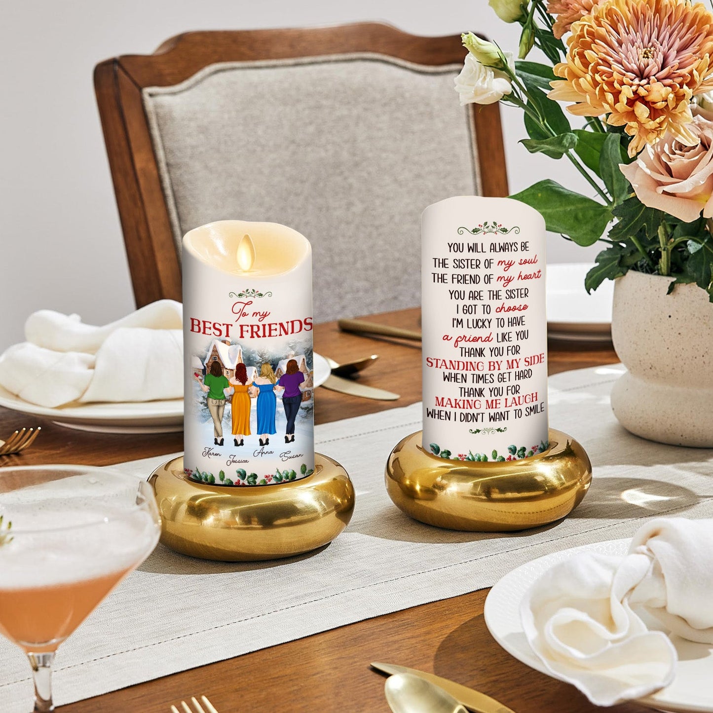 Christmas Cozy Crew - Personalized Custom LED Candle