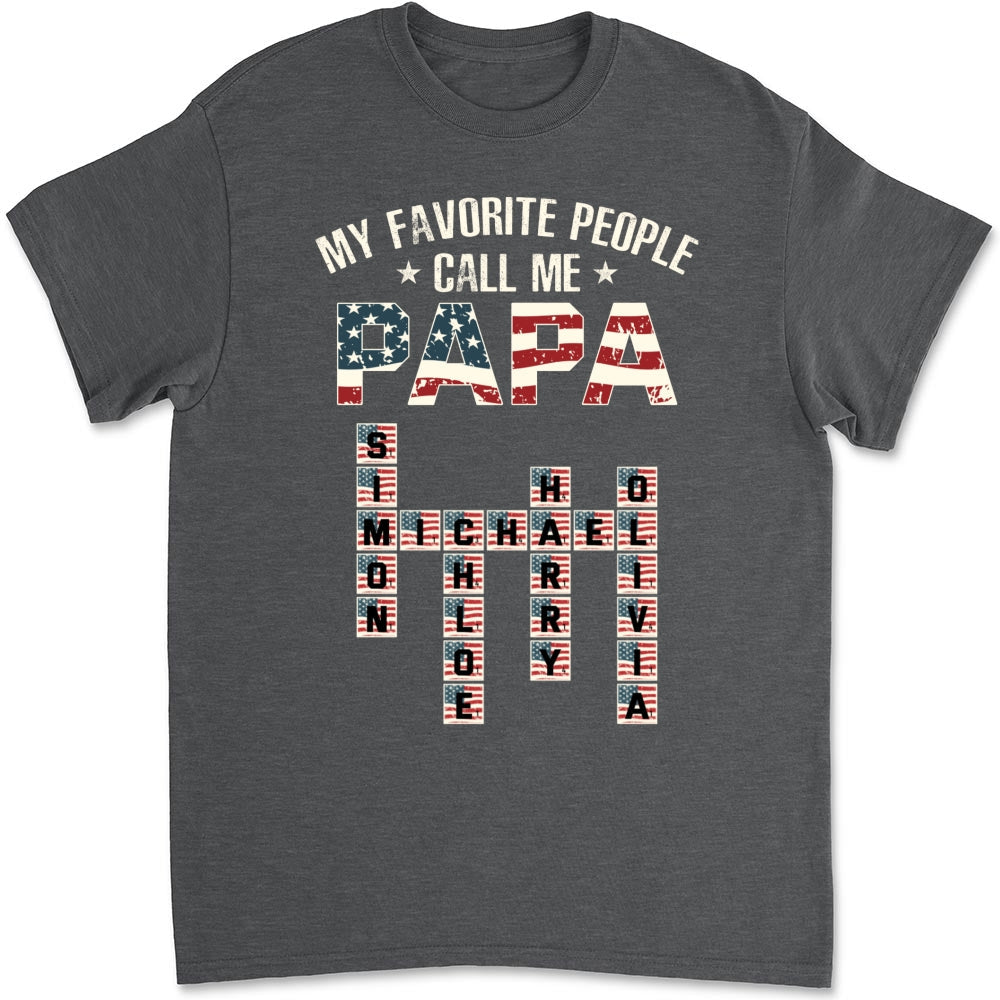 My Favorite People Call Me Papa Crossword - Personalized Custom Shirt