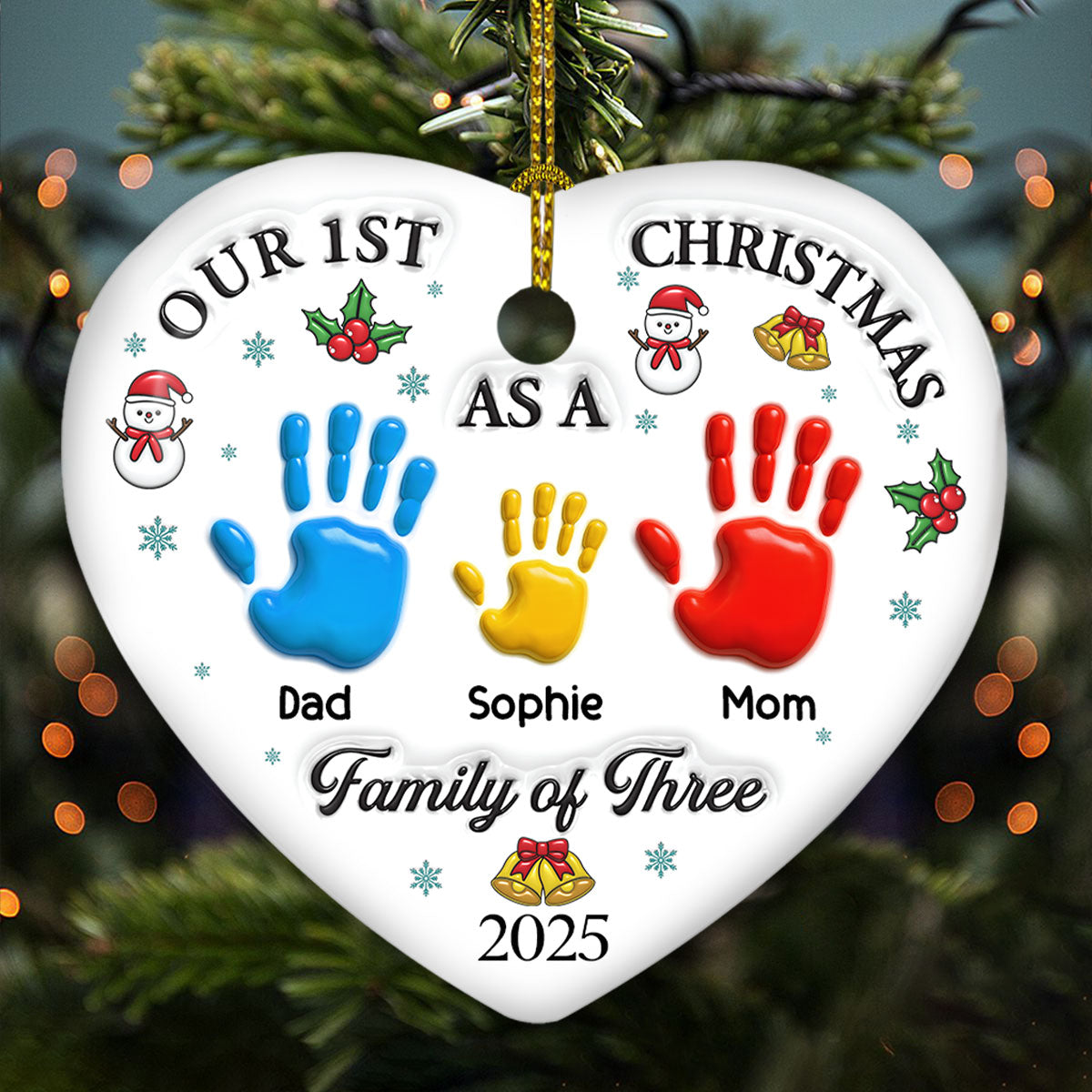 Our First Christmas 2 - Personalized Custom 3D Inflated Effect Ceramic Ornament