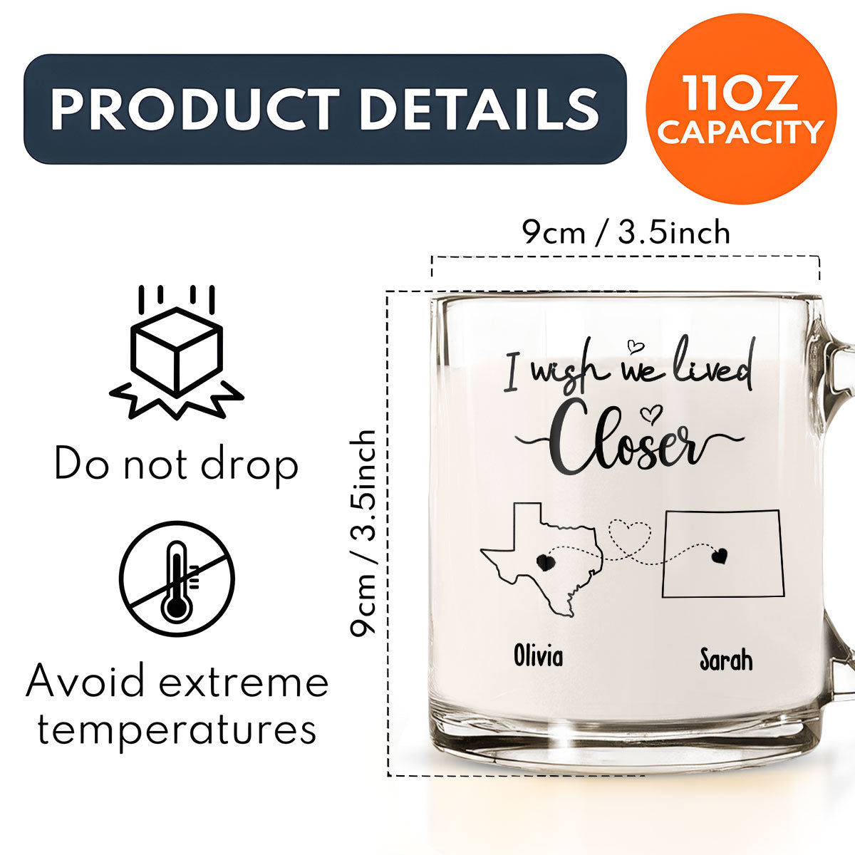 I Wish We Lived Closer - Personalized Custom Glass Mug