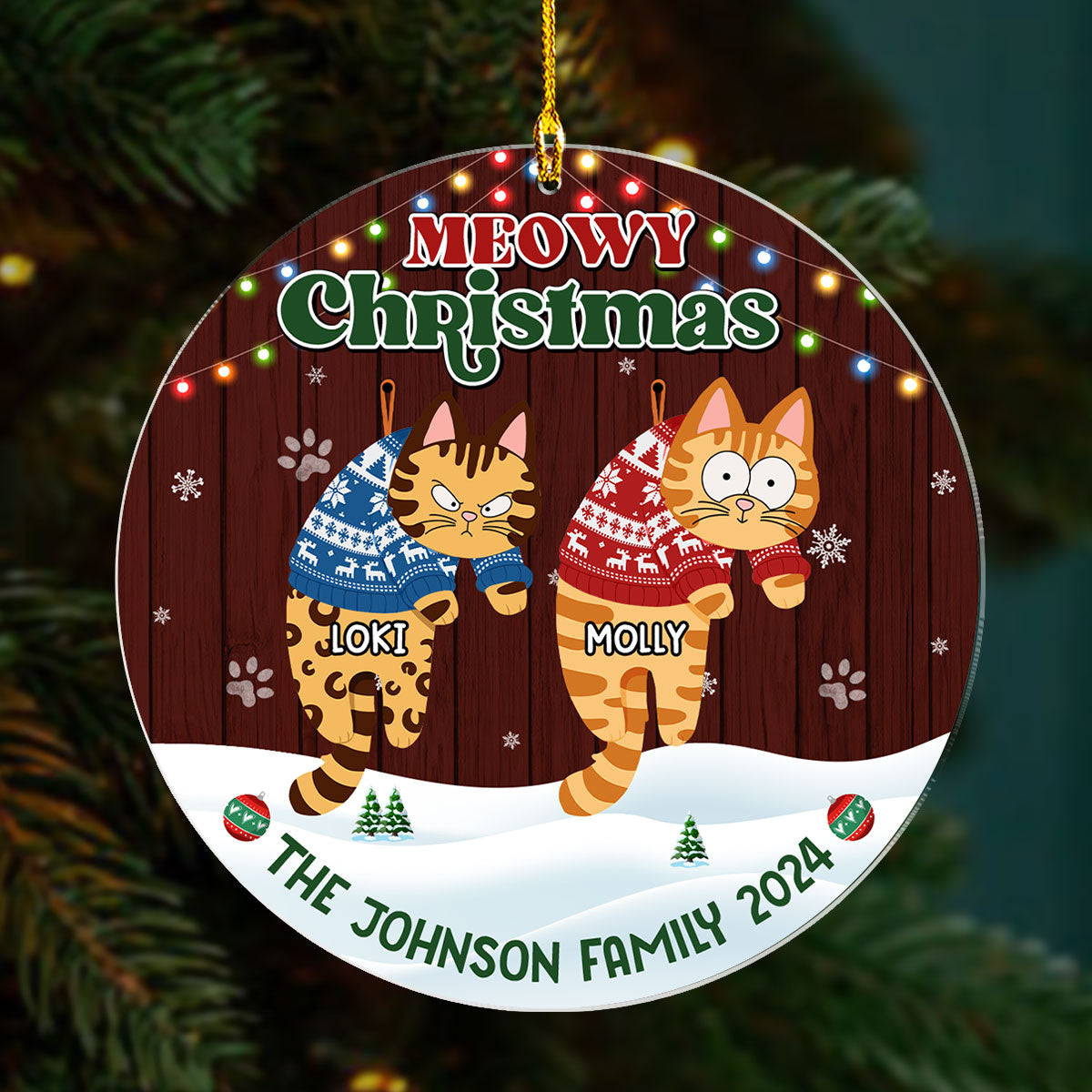 Meowy Christmas 2024 - Personalized Custom Acrylic Ornament