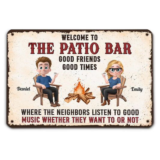 Patio Grilling Listen To The Good Music - Personalized Custom Metal Sign