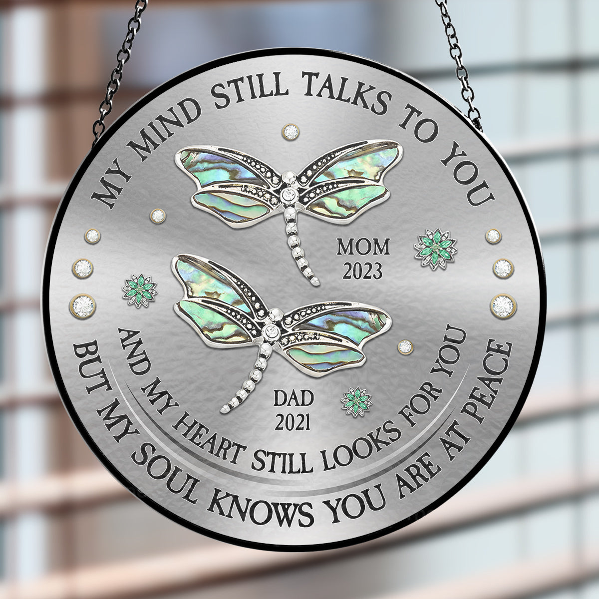 Dragonfly My Mind My Heart My Soul - Personalized Custom Window Hanging Suncatcher