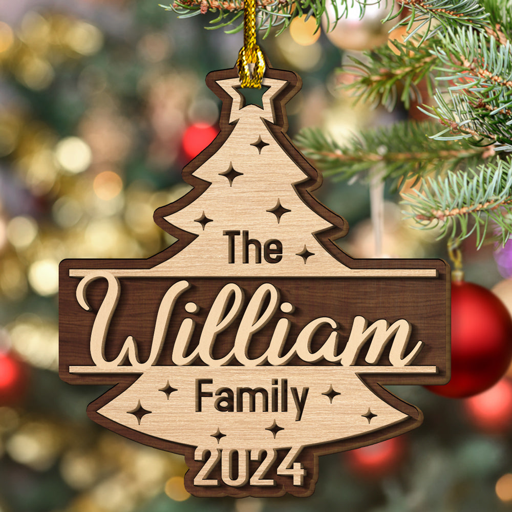 Custom Family Name Christmas - Personalized Custom 2-layered Wood Ornament