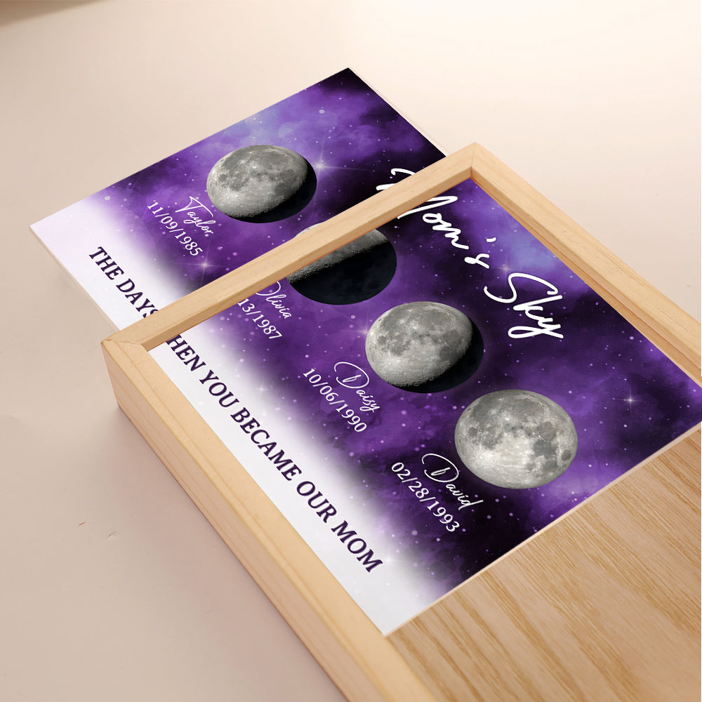 The Moon When You Become Mom - Personalized Custom Frame Light Box