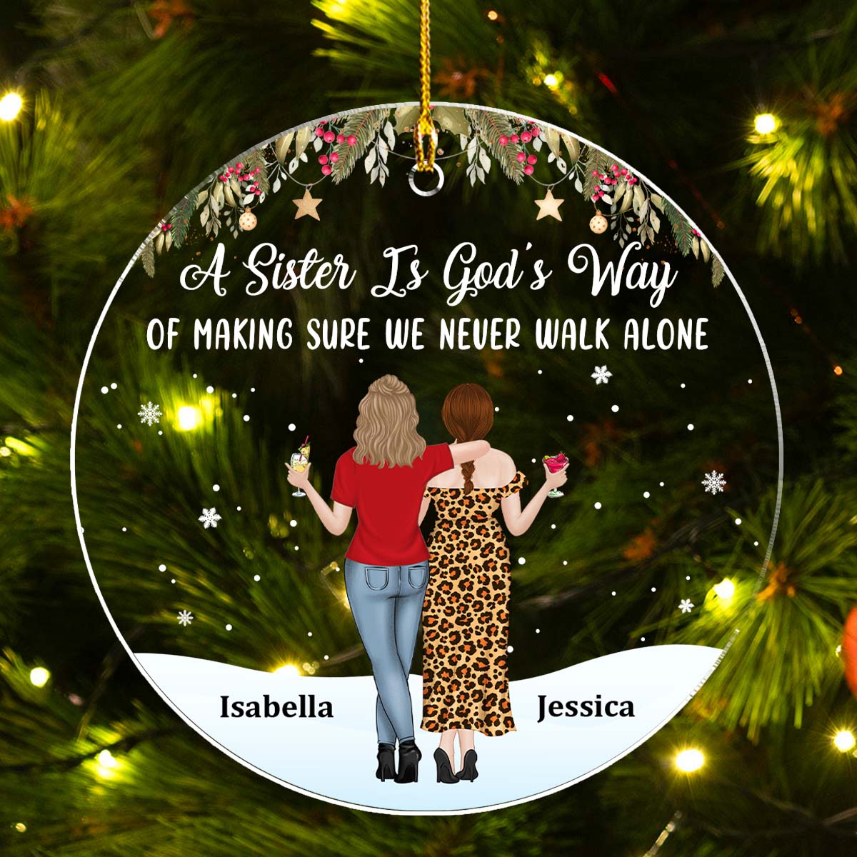 Sister Never Walk Alone - Personalized Custom Acrylic Ornament