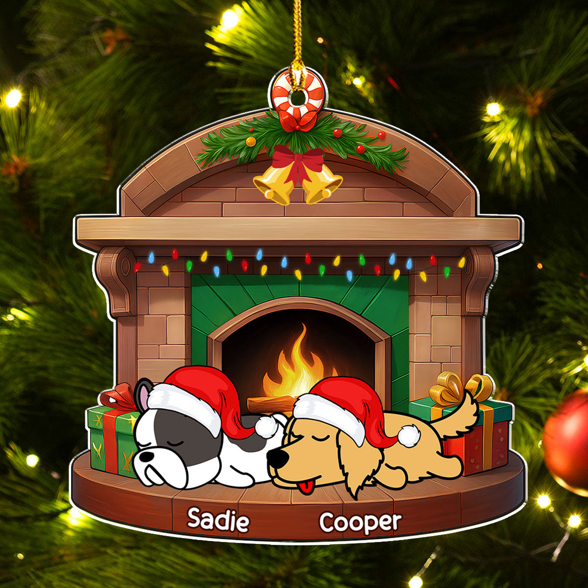 Sleeping Dog Christmas - Personalized Custom Acrylic Ornament