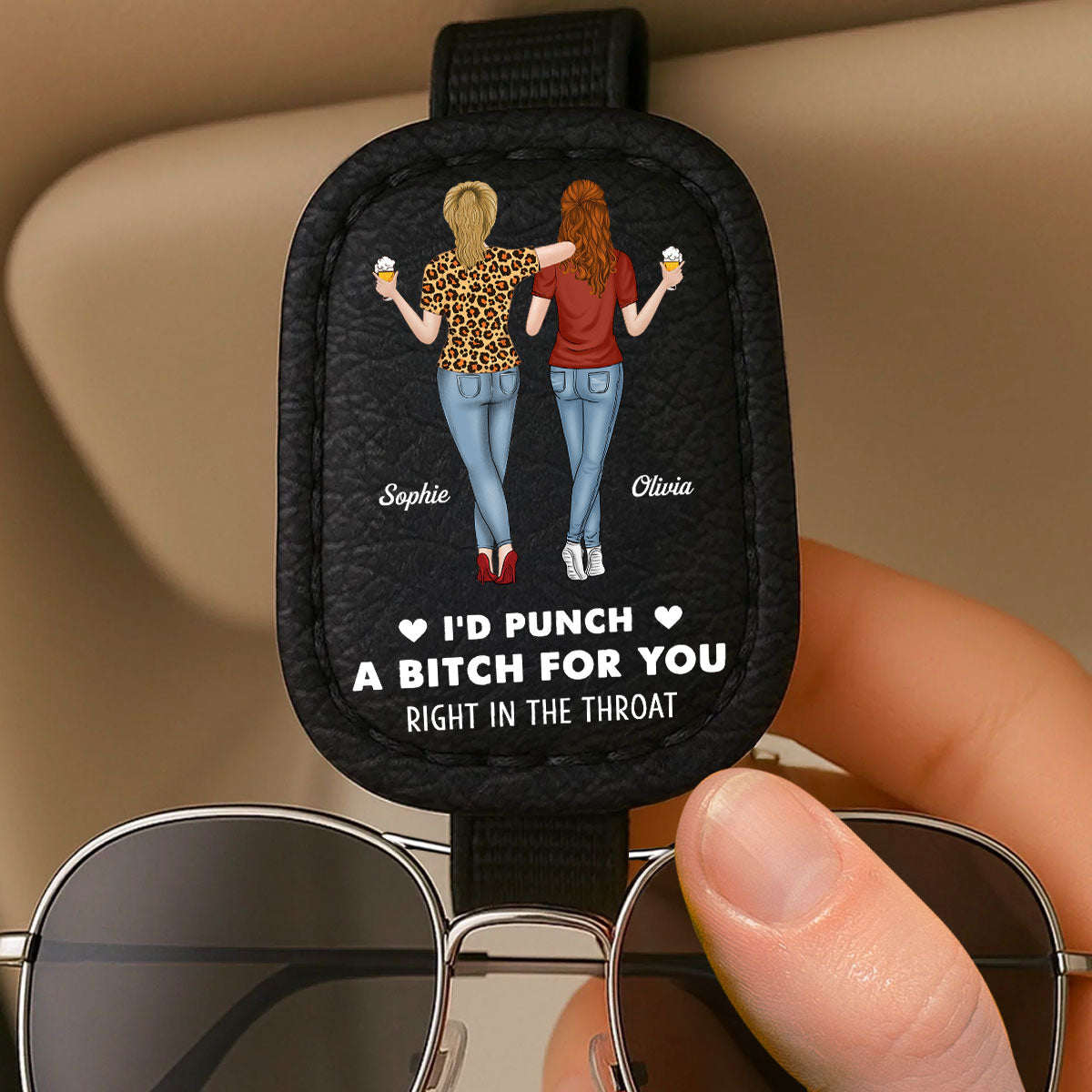 I'd Punch For You - Personalized Custom Sunglasses Holder For Car Visor