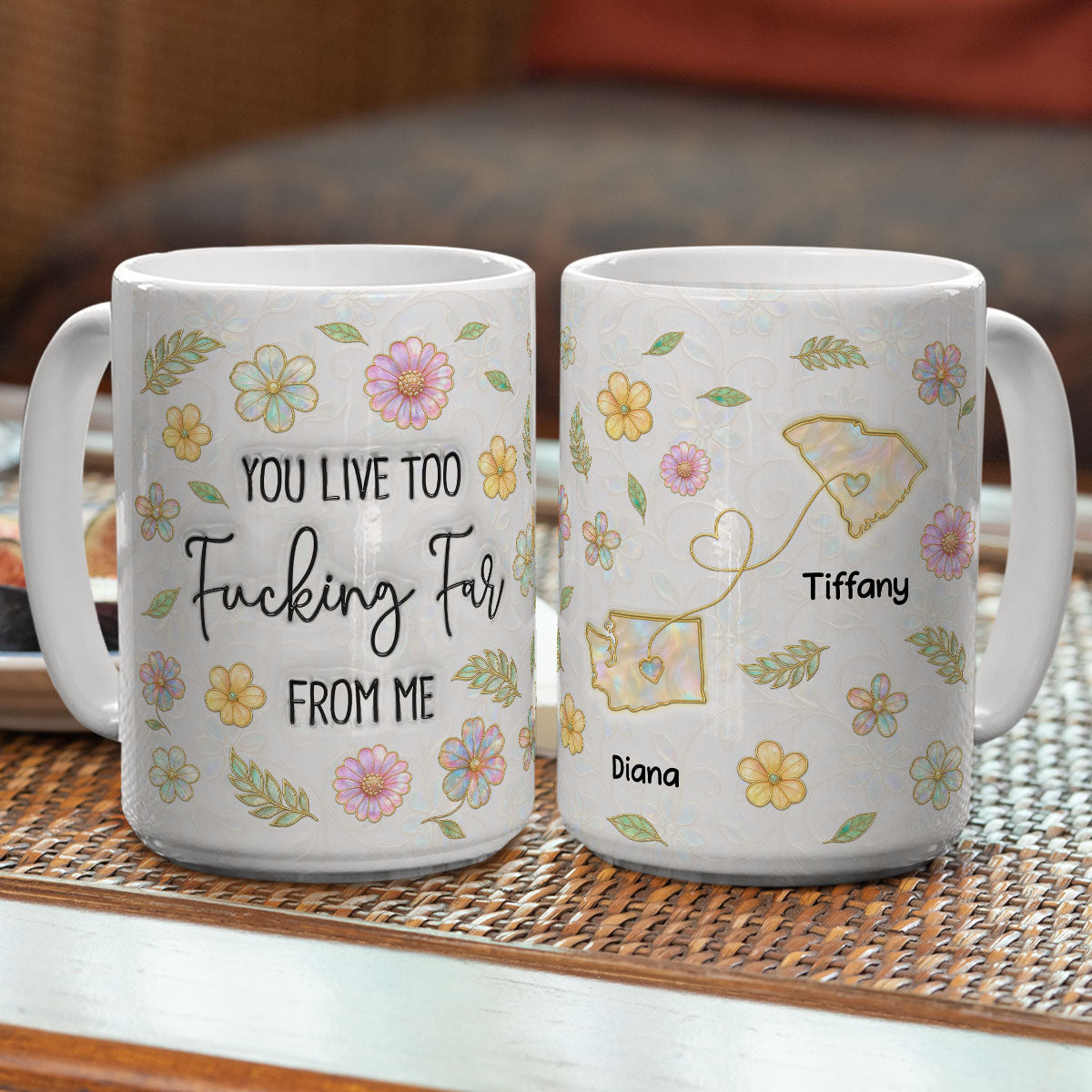 Too Many Miles Between Us - Personalized Custom 3D Inflated Effect Coffee Mug