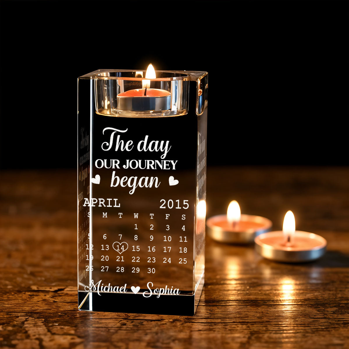 The Day - Personalized Custom Crystal Candle Holder