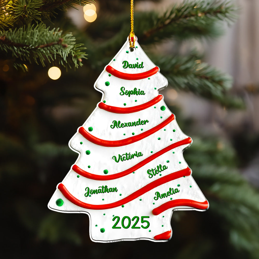 Tree Cake Custom Name - Personalized Custom 3D Effect Acrylic Ornament