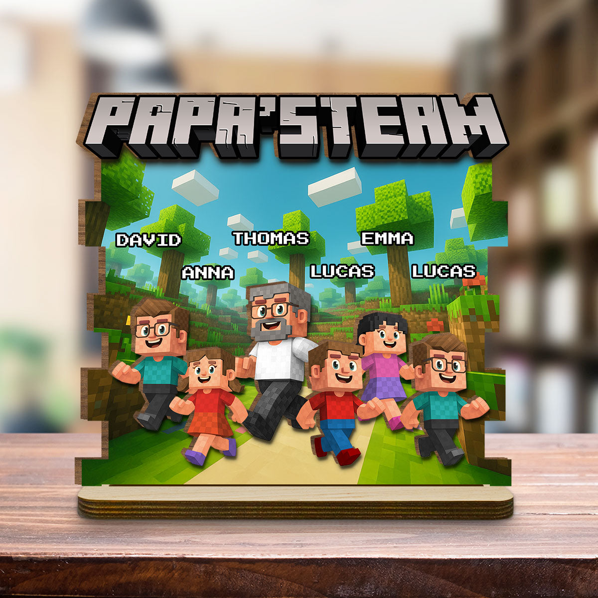 Dad Team - Personalized Custom 2-Layer Wood Plaque With Flat Base