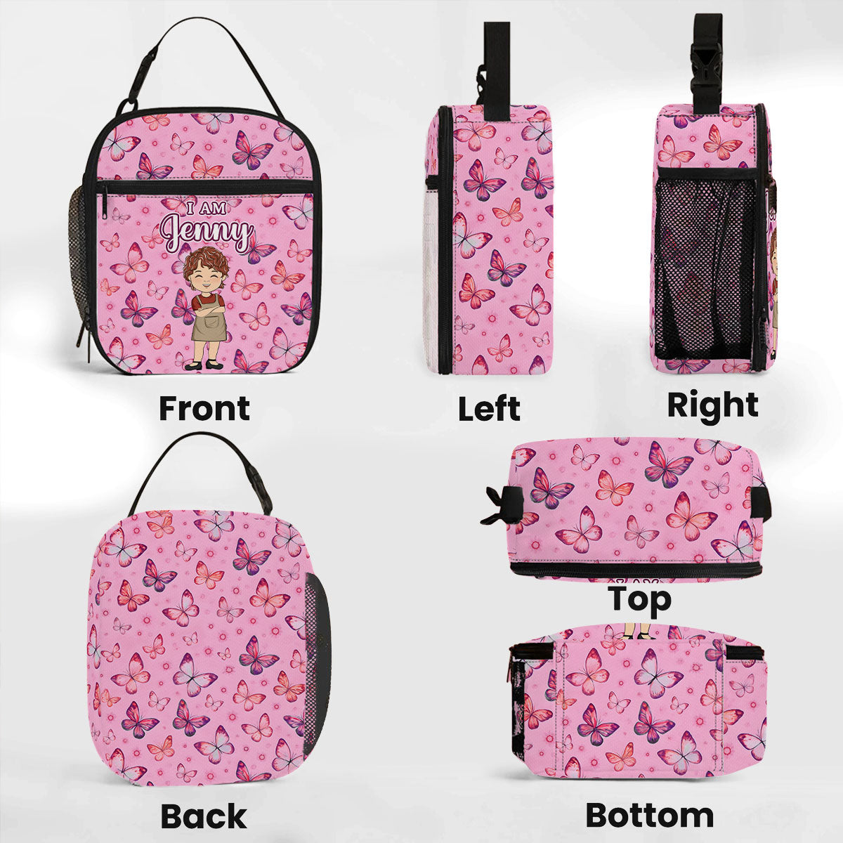 Butterfly Love - Personalized Custom Insulated Lunch Bag