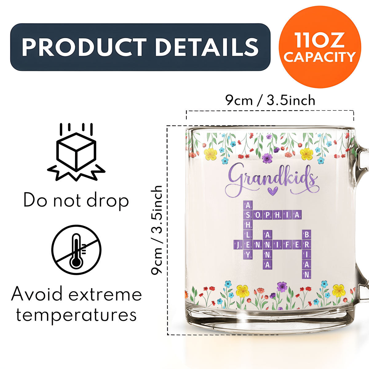 Love My Grandkids Crossword - Personalized Custom Glass Mug