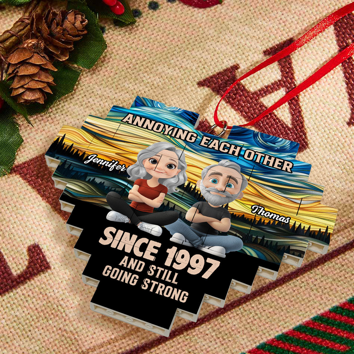 Love You Forever - Personalized Custom Heart Puzzle Ornament