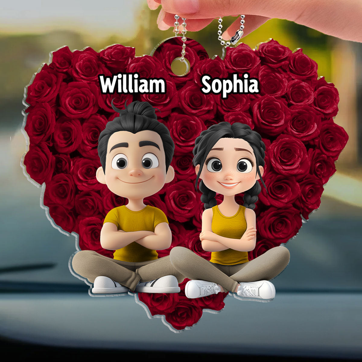 Love Rose - Personalized Custom Car Ornament