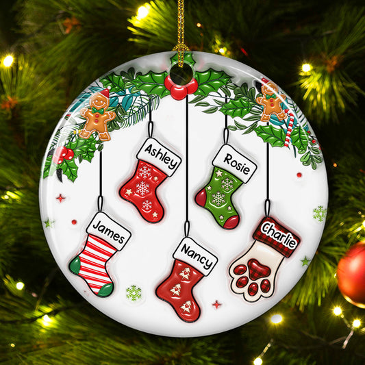 Family Stocking - Personalized Custom 3D Inflated Effect Ceramic Ornament